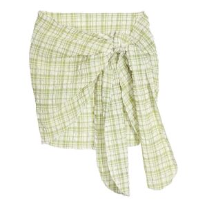 Sister Swim NWT Katy Mini Sarong Cover Wrap OS Seersucker Green Check Crinkle